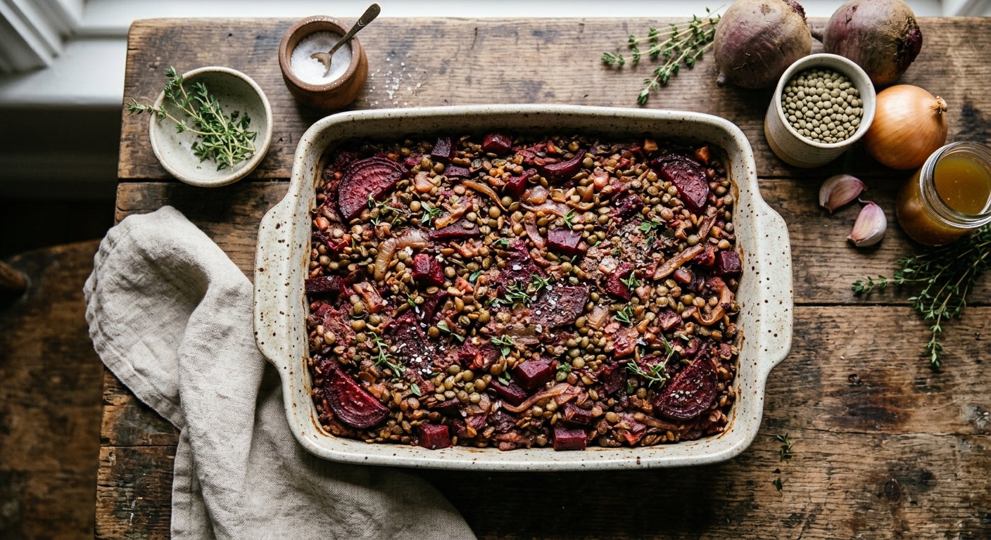 Beetroot & Lentil Bake