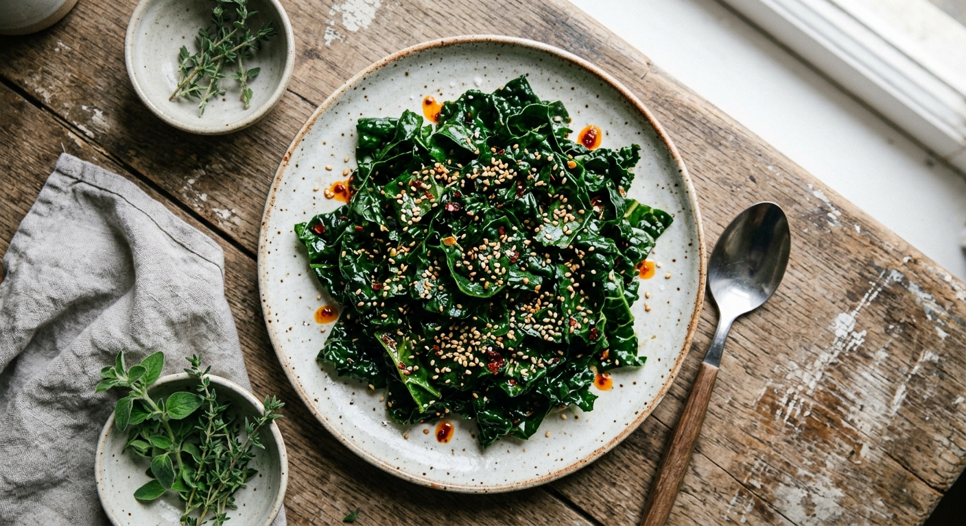 Kale Ribbon Salad with Chilli Oil