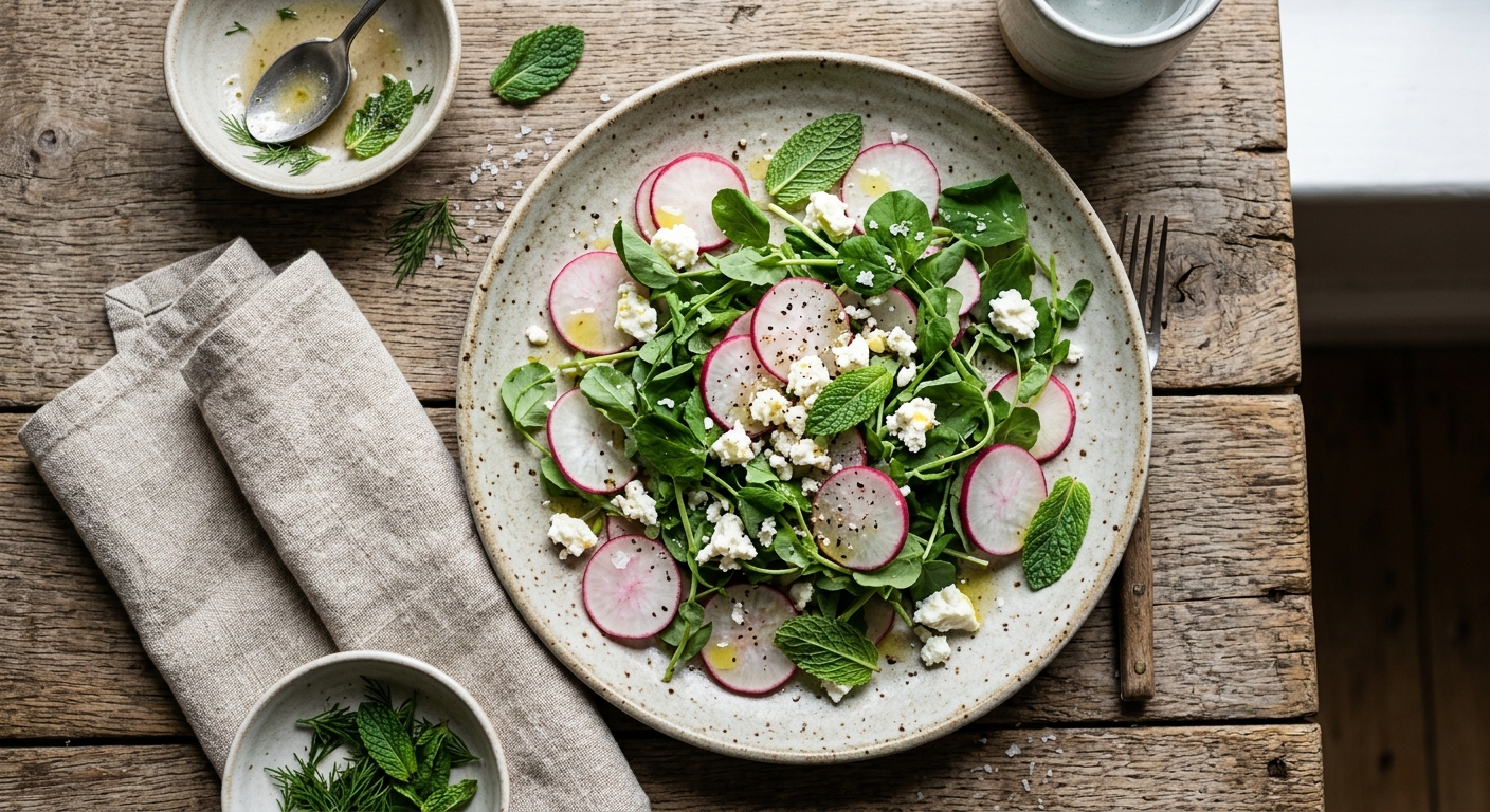 Radish, Pea Shoot & Feta Salad