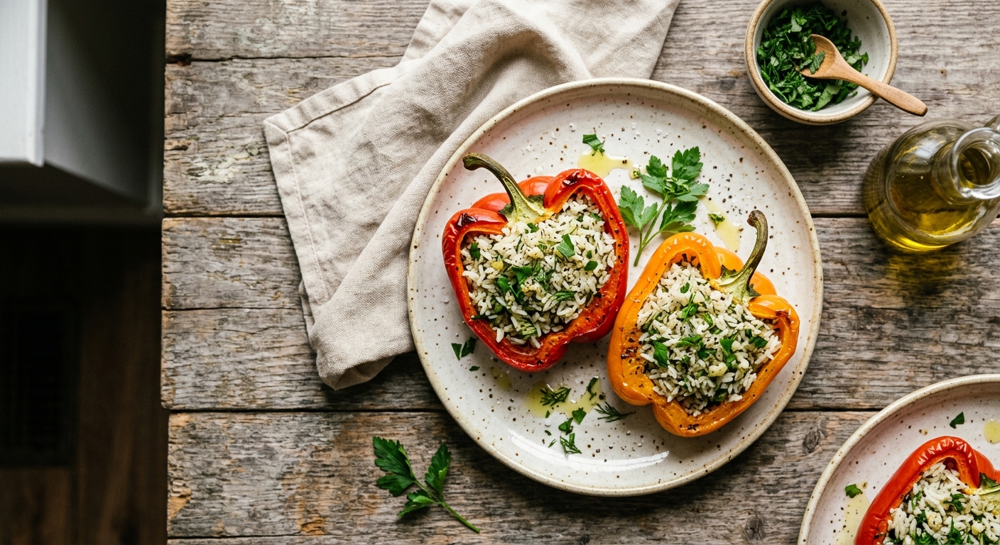 Stuffed Peppers with Rice & Herbs